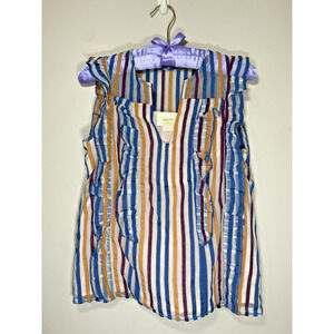 Anthropologie Maeve Elisabetta Top Womens Striped Multicolored Ruffle Size‎ 00